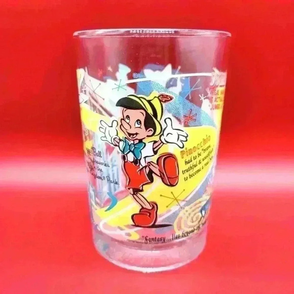 VTG PINOCCHIO Walt Disney 100 Years Of Magic McDonald's Glass CLEAR FULL COLOR - Picture 1 of 12